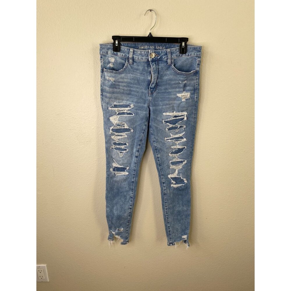 American Eagle Dream Jean Womens 12R Distressed High-Rise Skinny Jeans Medium